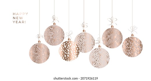 Gentle cosy hues Christmas vector ornaments for card, invitation, print, package, web. Hand drawn gentle Xmas textured decoration balls.
