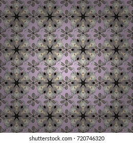 Gentle, cute floral background. Flowers on neutral, gray and beige colors. Vector floral pattern in doodle style with flowers.