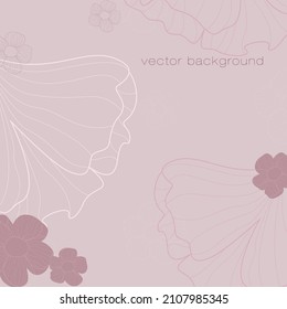 gentle design pink palette minimalist outline flowers background for invitation anniversary postcard 