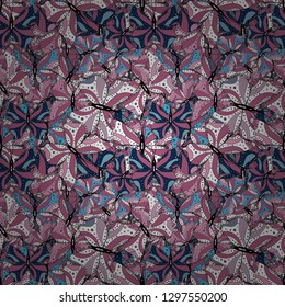 Gentle, doodles on white, pink and blue colors. Abstract seamless vector pattern with hand drawn floral elements.