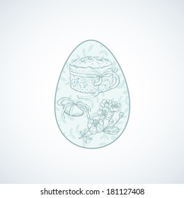 Gentle Easter Egg.  Illustration for greeting cards, invitations, and other printing projects.