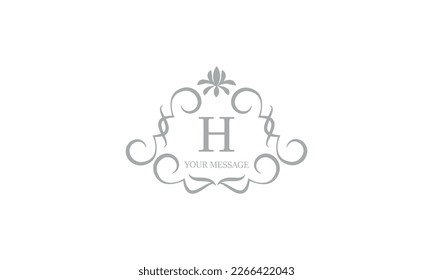 Elegante monograma para tarjetas, invitaciones, menús, etiquetas con la letra inicial H. Diseño gráfico para páginas, carteles de negocios, boutiques, cafés, hoteles. Elementos clásicos de diseño de invitación a boda.