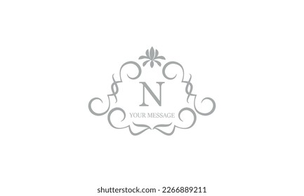 Gentle elegant monogram for cards, invitations, menus, labels with the initial letter N. Graphic design for pages, business signs, boutiques, cafes, hotels. Classic wedding invitation design elements.