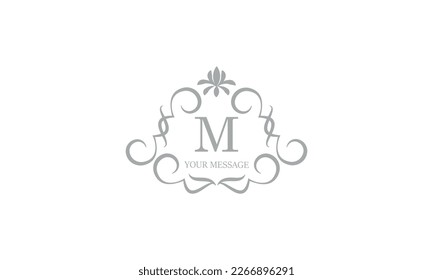 Gentle elegant monogram for cards, invitations, menus, labels with the initial letter M. Graphic design for pages, business signs, boutiques, cafes, hotels. Classic wedding invitation design elements.