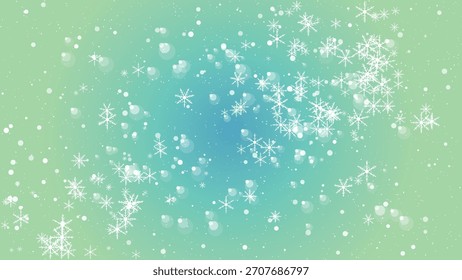 Gentle falling snowflakes and bokeh effect on a soft gradient background.