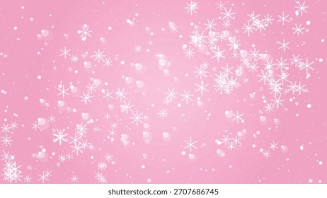 Gentle falling snowflakes on a soft pink gradient background, animated effect