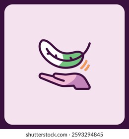 Gentle Feather Landing on Open Palm Minimalist Illustration