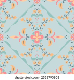 Padrão floral suave em cores pastel. Ideal para a criação de desenhos românticos e femininos.