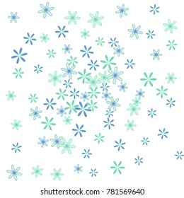 Gentle Floral Pattern with Simple Little Flowers for Greeting Card or Poster. Naive Daisy Flowers in Primitive Style. Vector Background for Spring or Summer Design.