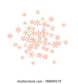 Gentle Floral Pattern with Simple Little Flowers for Greeting Card or Poster. Naive Daisy Flowers in Primitive Style. Vector Background for Spring or Summer Design.