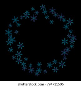 Gentle Floral Pattern with Simple Little Flowers for Greeting Card or Poster. Naive Daisy Flowers in Primitive Style. Vector Frame for Spring or Summer Design.