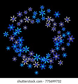 Gentle Floral Pattern with Simple Small Flowers for Greeting Card or Poster. Naive Daisy Flowers in Primitive Style. Vector Frame for Spring or Summer Design.