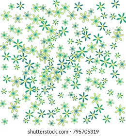 Gentle Floral Pattern with Simple Small Flowers for Greeting Card or Poster. Naive Daisy Flowers in Primitive Style. Vector Background for Spring or Summer Design.