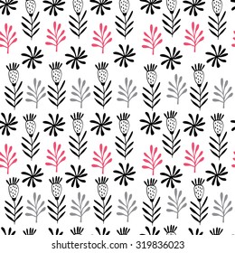 Gentle floral seamless pattern. Wight background in vector.