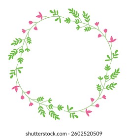 Gentle floral wreath on a white background. Vector floral design element.