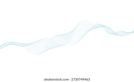 Las suaves y fluidas líneas de onda azul crean un patrón abstracto y dinámico sobre un fondo blanco limpio. Formato de Vector escalable apto para medios impresos y digitales.