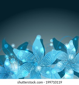 gentle frame with blue flowers. Template for your design