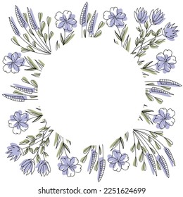 Gentle frame with blue knapweed. Vector illustration