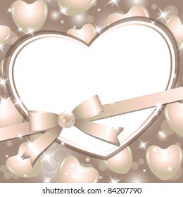 gentle frame with heart, pearl and bow