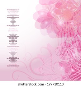 gentle frame with pink flowers. Template for your design