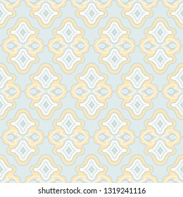 Gentle gorgeous pastel color oriental floral ornament seamless pattern. Ideal for wall decor, women's textiles, scarf, shawl, hijab print, bedding, curtains.1