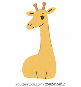 A gentle and graceful giraffe illustration in yellow brown. Perfect for wildlife illustrations and children’s designs.