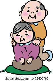 Gentle grandpa caring for grandmother