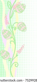 gentle green card with a sprig and Easter eggs