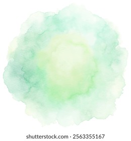 Gentle green watercolor circle with a serene appearance, perfect for fresh and tranquil designs.