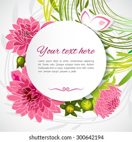 Gentle grey card with dahlias and white lace and branches