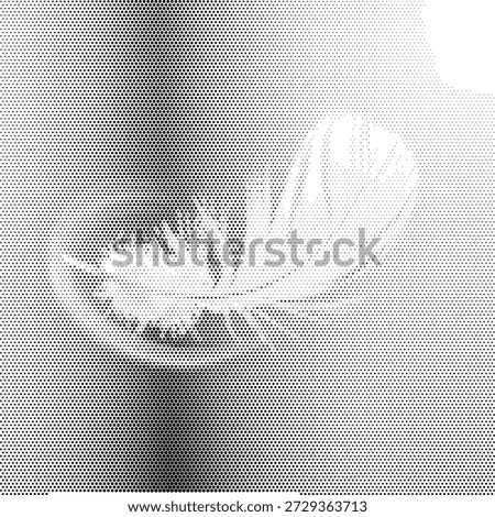 A gentle halftone illustration of a single soft white bird feather. This sweet design represents lightness, purity, and comfort. Perfect for beauty salon branding, bedding product labels, and spa wellness brochures. The dot pattern effect captures the delicate barbs and airy form of the plume realistically. Scalable vector graphic for clean and professional visual identity marks in health and home sectors.