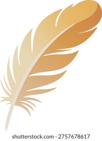 Gentle illustration of a soft beige feather quill with layered barbs and a delicate curved shape.