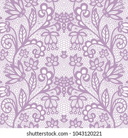 Gentle lace seamless pattern with flowers on white background