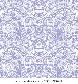 Gentle lace seamless pattern with flowers on white background