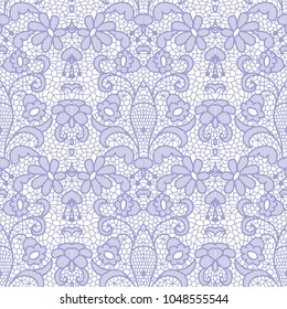 Gentle lace seamless pattern with flowers on white background