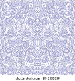 Gentle lace seamless pattern with flowers on white background