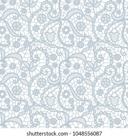Gentle lace seamless pattern with flowers on white background