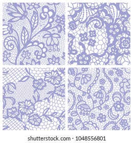 Gentle lace seamless pattern with flowers on white background