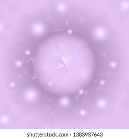 Gentle light violet background with bright stars and central circle. Color gradient. Trendy abstract cover design on purple backdrop. 