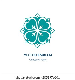 Gentle logo for boutique, flower shop, business, interior. Company mark, emblem, element. Simple geometric mandala logotype.