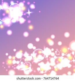A gentle magical background in pink tones - vector. Magic light background with stars. 