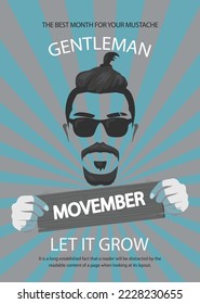 Gentle man movember let it grow barber poster vector illustration