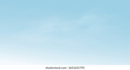 Céu matutino suave com nuvens brancas suaves e atmosfera de gradiente azul transparente para um design de fundo pacífico, sonhador e calmo ou cena natural.