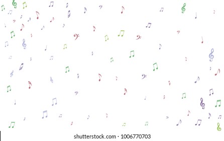 Gentle Musical Background with Pastel Music Symbols. Notes,Bass and Treble Clefs in Soft Pastel Colors