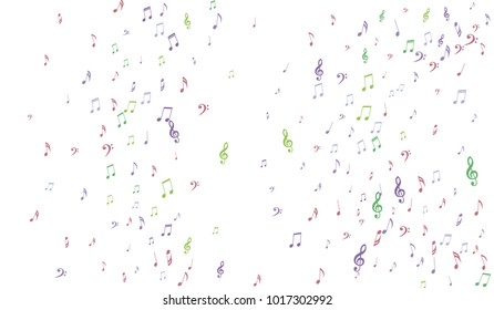 Gentle Musical Background with Pastel Music Symbols. Notes,Bass and Treble Clefs in Soft Pastel Colors