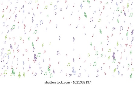 Gentle Musical Background with Pastel Music Symbols. Notes,Bass and Treble Clefs in Soft Pastel Colors