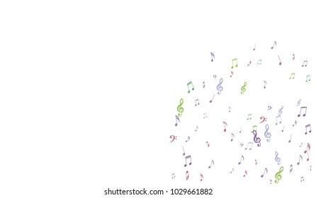 Gentle Musical Background with Pastel Music Symbols. Notes,Bass and Treble Clefs in Soft Pastel Colors