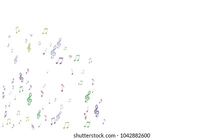 Gentle Musical Background with Pastel Music Symbols. Notes,Bass and Treble Clefs in Soft Pastel Colors