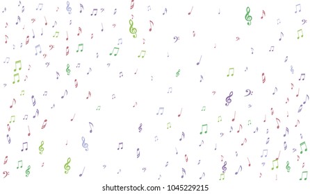 Gentle Musical Background with Pastel Music Symbols. Notes,Bass and Treble Clefs in Soft Pastel Colors
