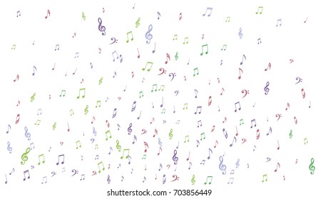 Gentle Musical Background with Pastel Music Symbols. Notes,Bass and Treble Clefs in Soft Pastel Colors
